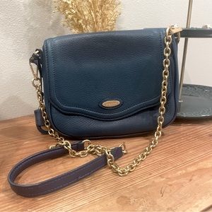 Tahari Blue Vegan Leather Crossbody Purse